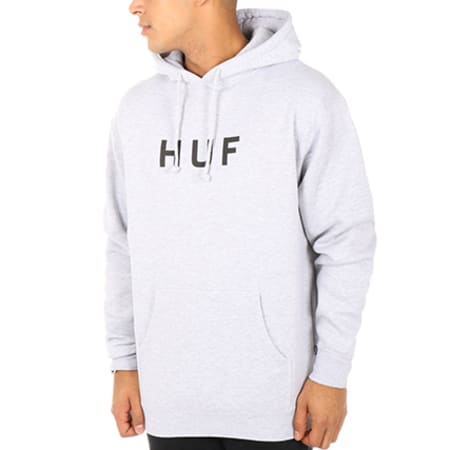 HUF - Sweat Capuche Original Logo Gris Chiné 