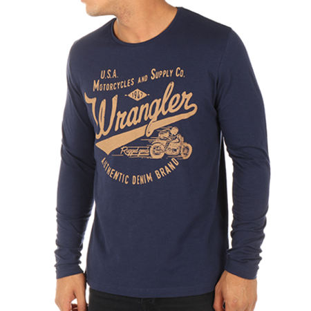 Wrangler - Tee Shirt Manches Longues Rugged Goods  Bleu Marine 