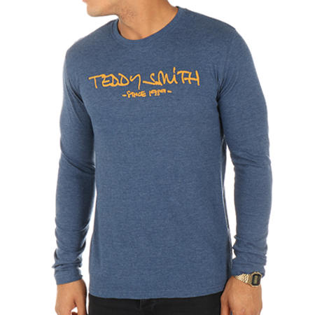 Teddy Smith - Tee Shirt Manches Longues Ti Class 3 Bleu Marine
