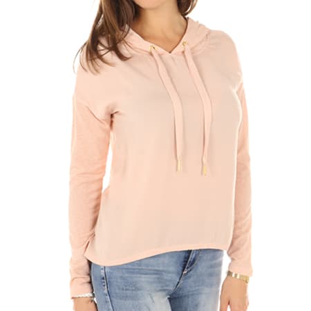 Only - Tee Shirt Manches Longues Capuche Femme Sofia Rose