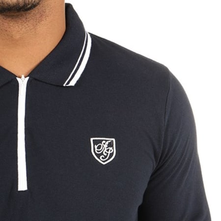 American People - Polo Manches Longues Palm Bleu Marine