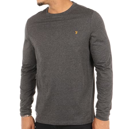 Farah - Tee Shirt Manches Longues Denny Marl Gris Anthracite