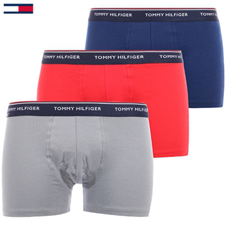 Tommy Hilfiger - Lot De 3 Boxers Premium Essentials Rouge Gris Bleu Marine