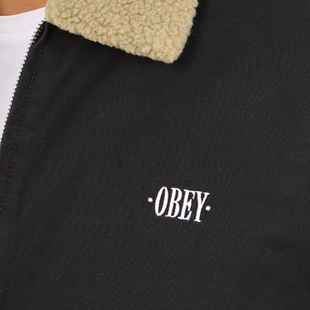 Obey - Veste Zippée Col Mouton Clubber Noir