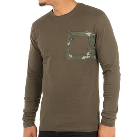 MZ72 - Tee Shirt Manches Longues Poche Tampery Vert Kaki Camouflage