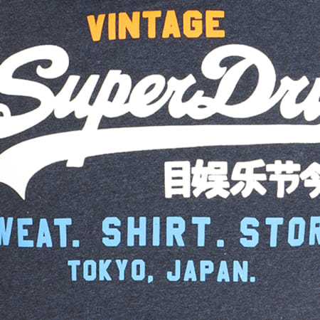 Superdry - Sweat Capuche Store Tri Bleu Marine Chiné