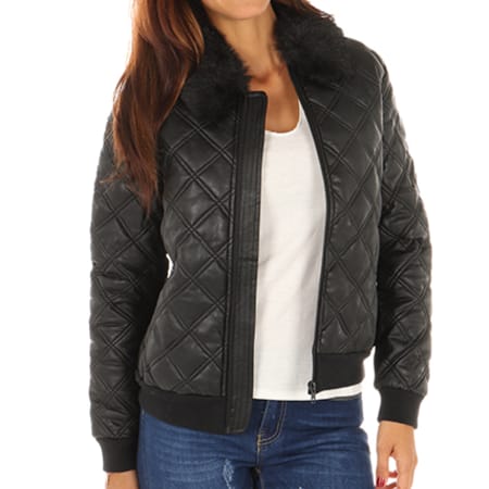 Kaporal - Veste Zippée Fourrure Femme Bruny Noir