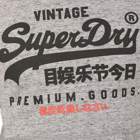Superdry - Sweat Capuche Premium Goods Raglan Gris Chiné Noir