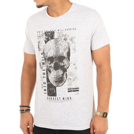 Crossby - Tee Shirt Verone Snake Gris Chiné