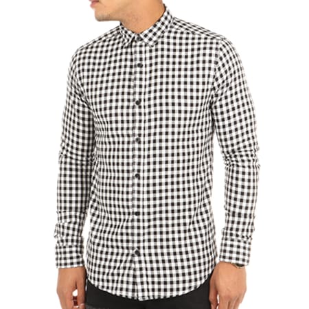 Only And Sons - Chemise Manches Longues Gordey Blanc Noir