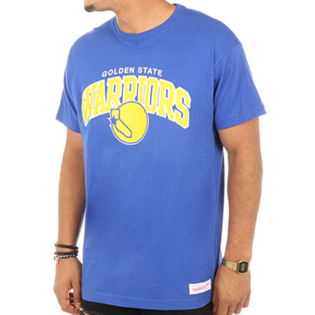 Mitchell and Ness - Tee Shirt Team Arch Traditional NBA Golden State Warriors Bleu Roi
