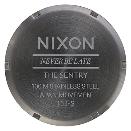 Nixon - Montre Sentry Leather Gunmetal Black Dark Brown