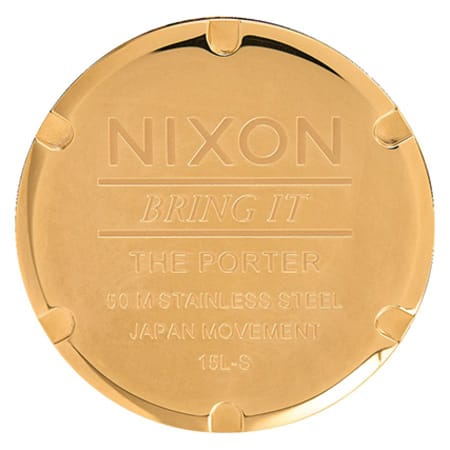 Nixon - Montre Porter Leather All Gold Black