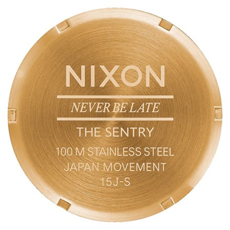 Nixon - Montre Sentry Leather Gold Black