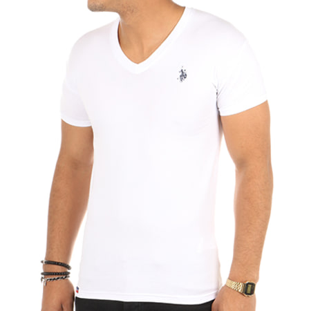 US Polo ASSN - Tee Shirt Basic V-Neck Blanc