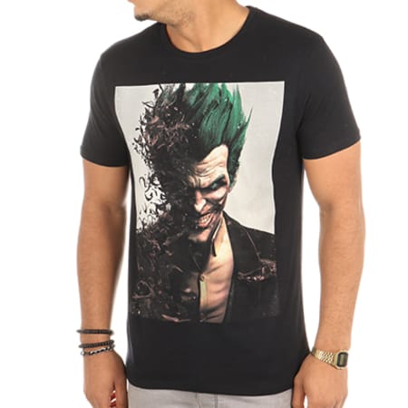 DC Comics - Tee Shirt Arkham Origins Bad Joker Face Noir