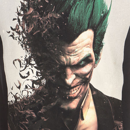 DC Comics - Tee Shirt Arkham Origins Bad Joker Face Noir