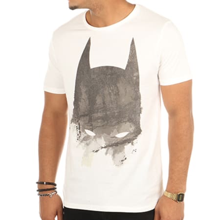 DC Comics - Tee Shirt Batman Mask Paint Blanc