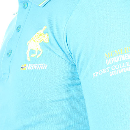 Geographical Norway - Polo Manches Longues Kouros Bleu Turquoise