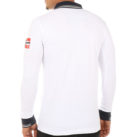 Geographical Norway - Polo Manches Longues Patchs Brodés Kitor Blanc