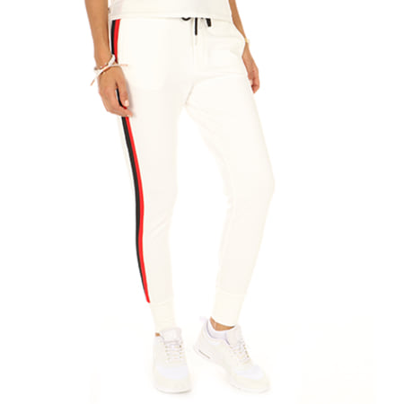 Girls Outfit - Pantalon Jogging Femme Avec Bandes PP801 Blanc