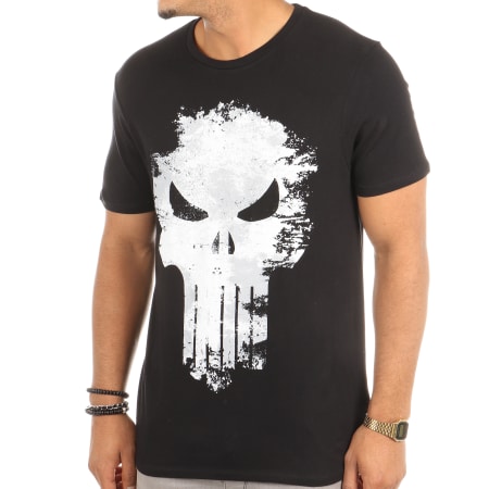 Marvel - Tee Shirt Distress Skull Noir