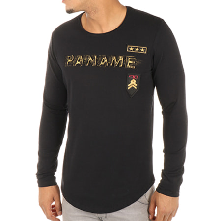 Paname Brothers - Tee Shirt Manches Longues Oversize Patchs Brodés Tovy Noir