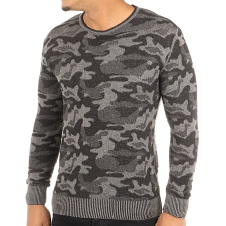 Paname Brothers - Pull Party Gris Anthracite Noir Camouflage