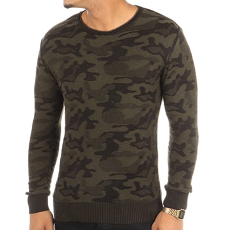Paname Brothers - Pull Party Noir Vert Kaki Camouflage