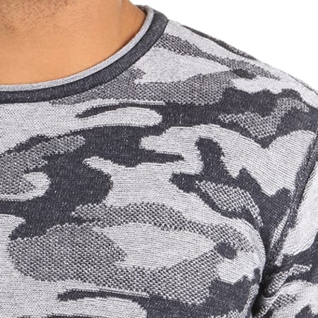 Paname Brothers - Pull Party Bleu Marine Gris Camouflage