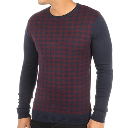 Paname Brothers - Pull Plumy Bleu Marine Bordeaux