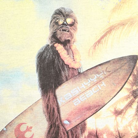 Star Wars - Tee Shirt Chewie On The Beach Gris Chiné