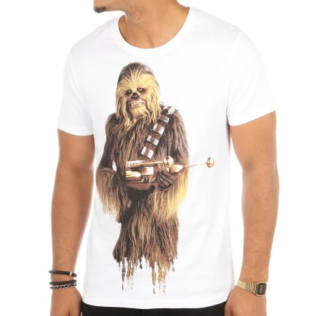 Star Wars - Tee Shirt Chewie With Gun Blanc