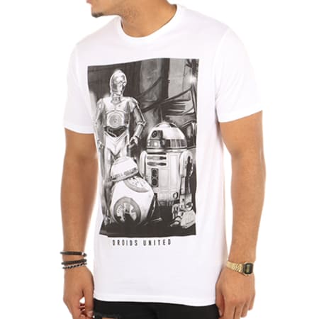 Star Wars - Tee Shirt Droids United Blanc
