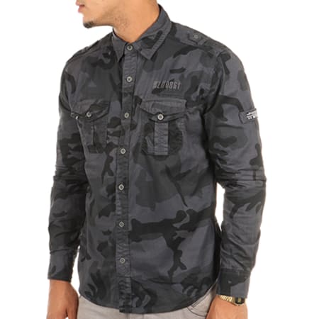 MZ72 - Chemise Manches Longues Dragster Gris Anthracite Camouflage 