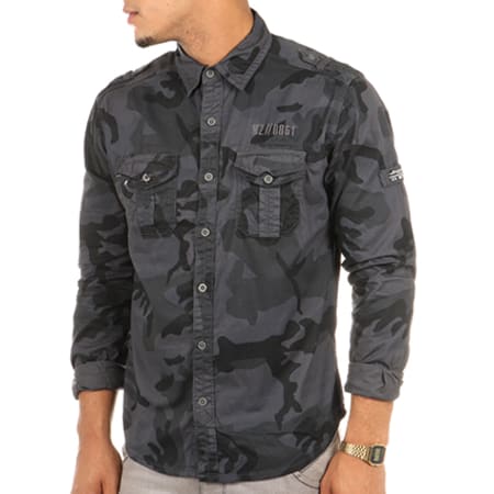 MZ72 - Chemise Manches Longues Dragster Gris Anthracite Camouflage 