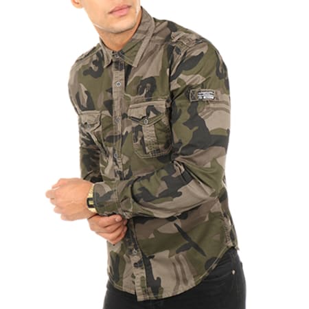 MZ72 - Chemise Manches Longues Dragster Vert Kaki Camouflage