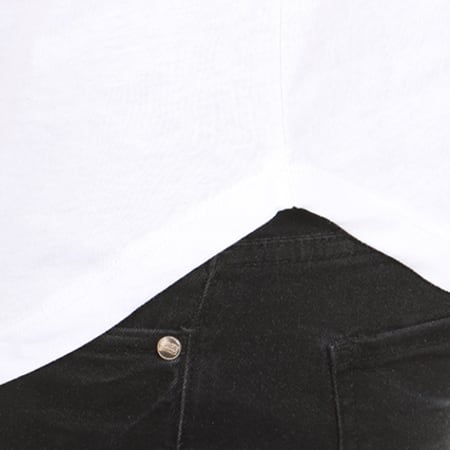 Frilivin - Tee Shirt Manches Longues Oversize Bande 6678 Blanc