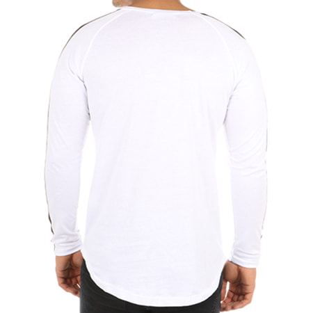 Frilivin - Tee Shirt Manches Longues Oversize Bande 6678 Blanc