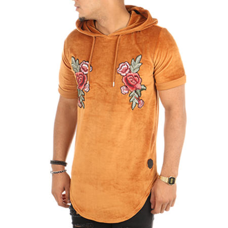 Project X Paris - Tee Shirt Oversize Capuche 88161136 Camel Floral