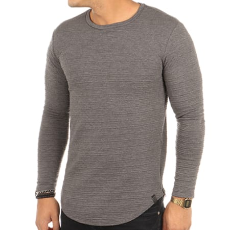 Uniplay - Tee Shirt Manches Longues Oversize Zips UPY99 Gris Anthracite