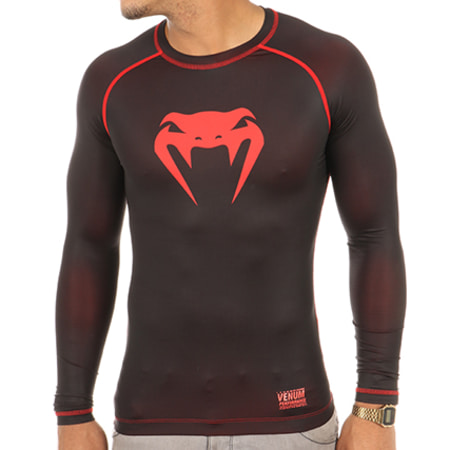 Venum - Tee Shirt Manches Longues De Compression Contender 3 Noir Rouge