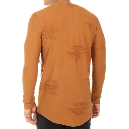 Gov Denim - Tee Shirt Manches Longues Oversize Patchs Brodés 162015 Camel