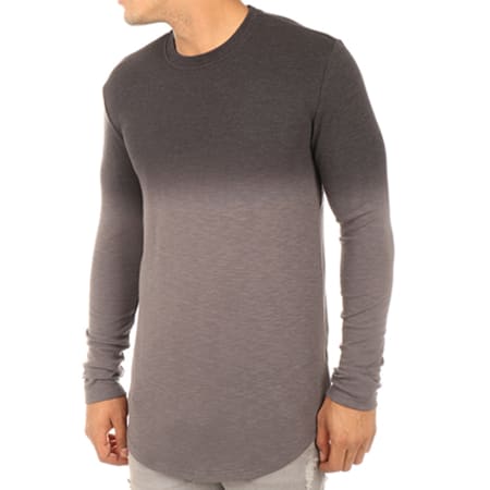 Gov Denim - Tee Shirt Manches Longues Oversize 162014 Gris Anthracite Dégradé