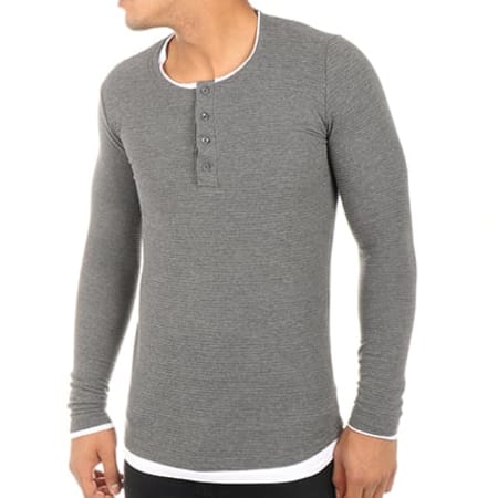 Ikao - Tee Shirt Manches Longues F18019 Gris Anthracite 