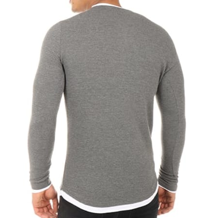 Ikao - Tee Shirt Manches Longues F18019 Gris Anthracite 