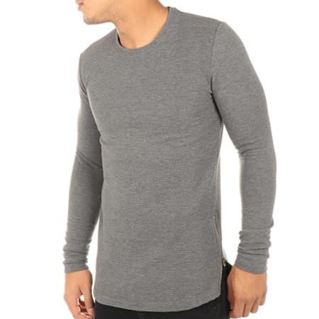 Ikao - Tee Shirt Manches Longues F18083 Gris Anthracite