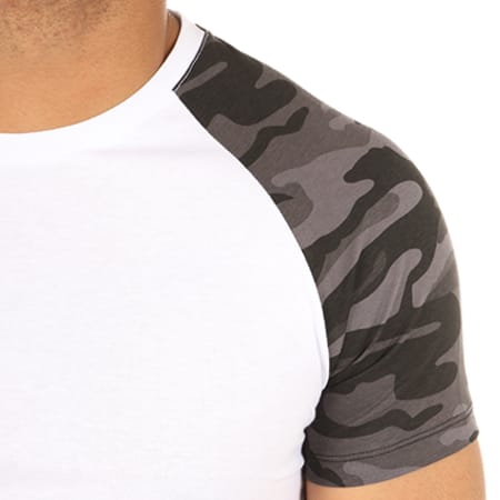LBO - Tee Shirt Raglan 237-2 Blanc Camouflage Noir