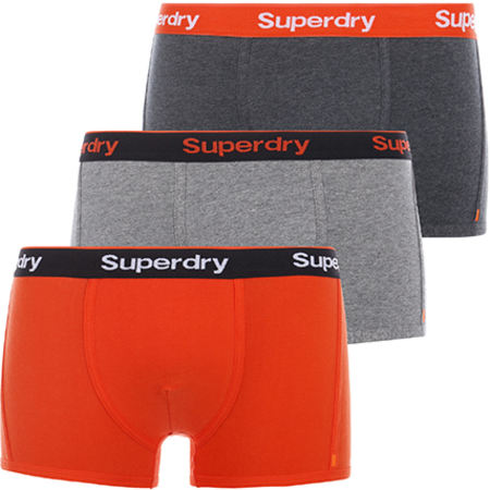 Superdry - Lot De 3 Boxers Orange Label Gris Chiné Orange