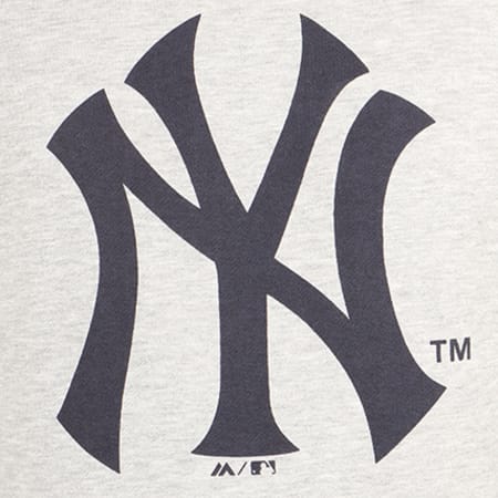 Majestic Athletic - Sweat Crewneck Fleece New York Yankees Gris Chiné Bleu Marine